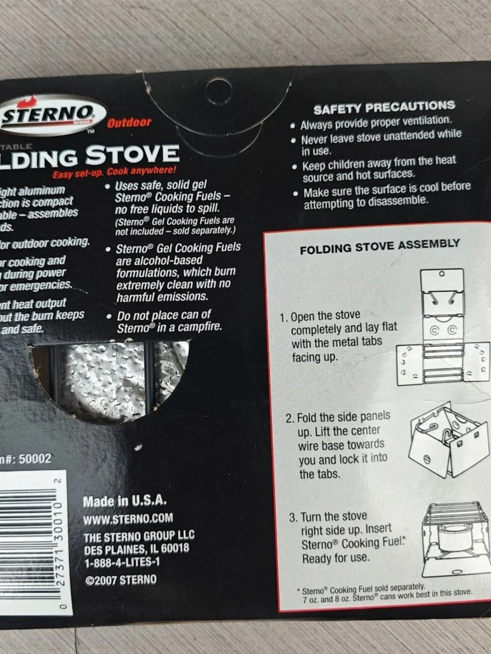 Sterno Portable Aluminum Folding Stove Outdoor Cooking Durable Compact NEW 2007
